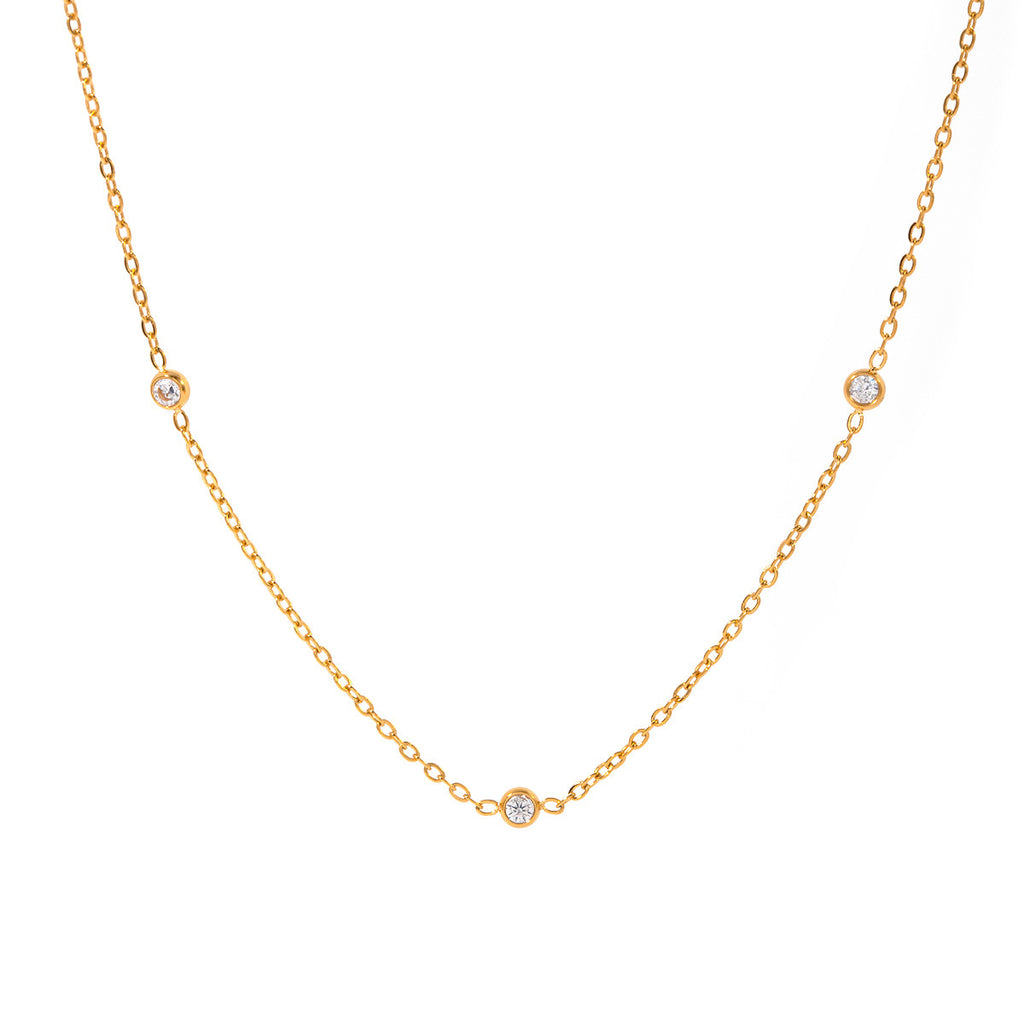 Zircon Clavicle Chain Stainless Steel Necklace