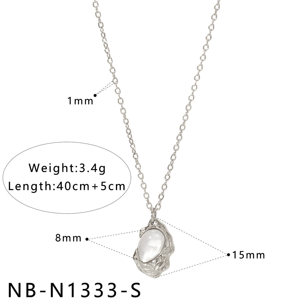 Natural White Mother-Of-Pearl Pendant Necklace