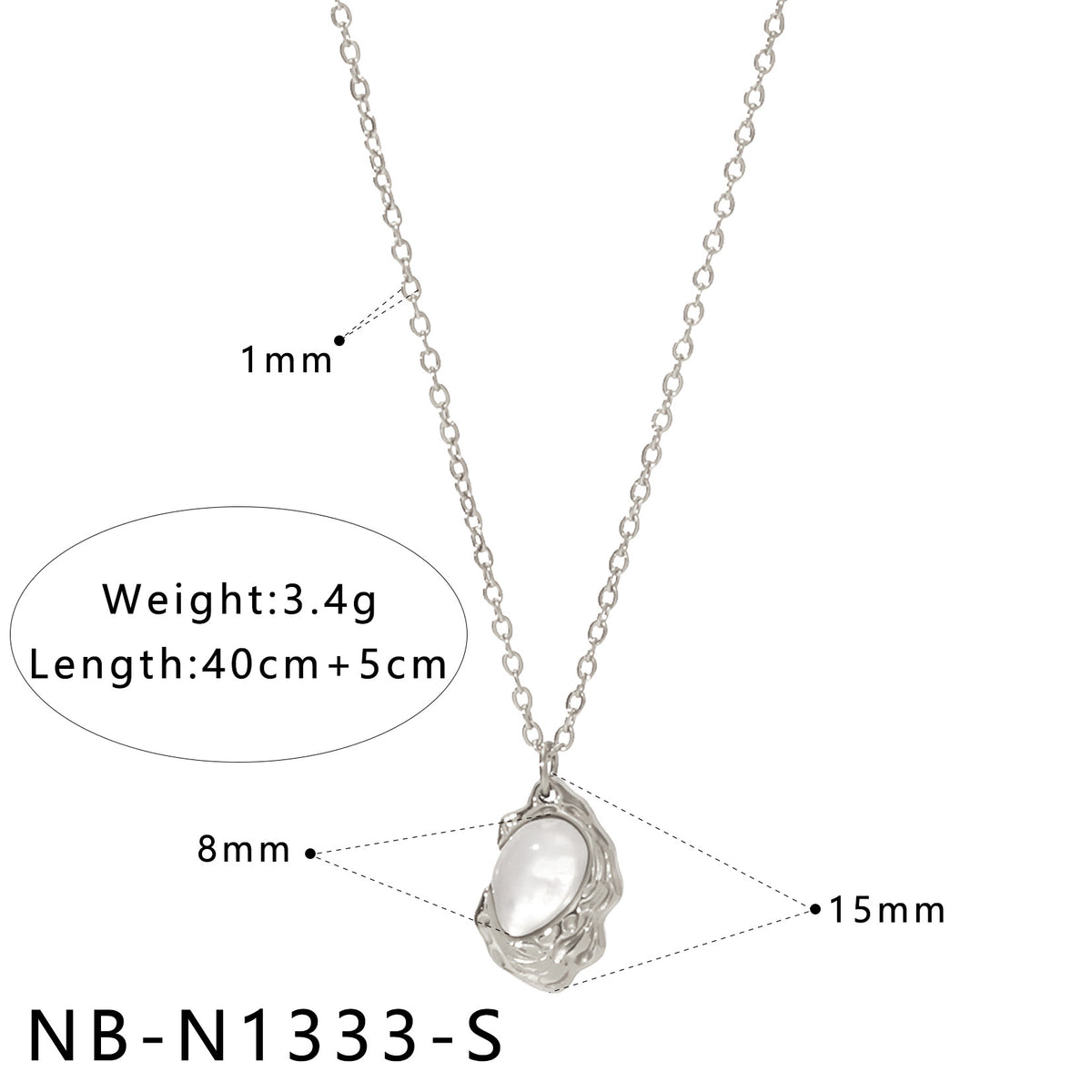 Natural White Mother-Of-Pearl Pendant Necklace