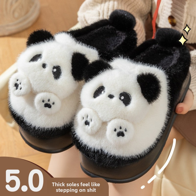 Women's plush panda home slippers