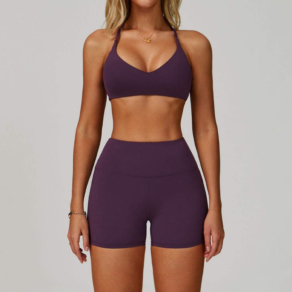 Womens Backless Yoga Fitness Set High-Intensity Sportswear