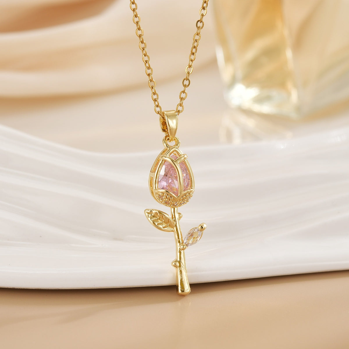 Tulip Flower Design Titanium Steel Necklace