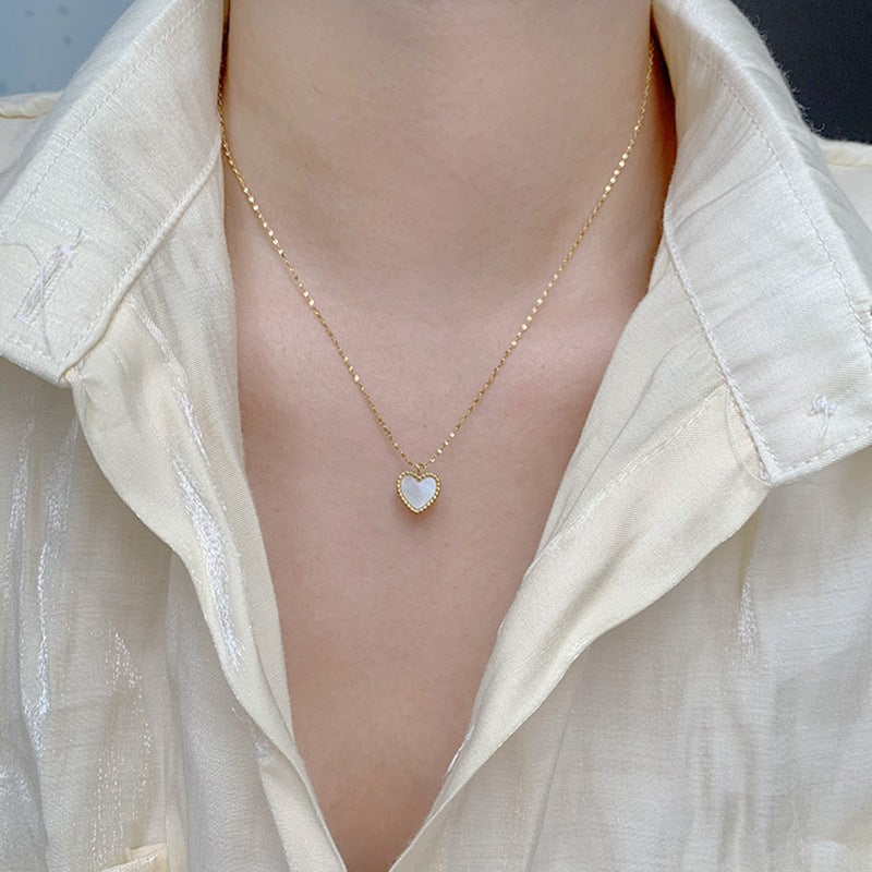 Titanium Steel Heart-Shaped Necklace for Women Fashion Heart Pendant Necklace
