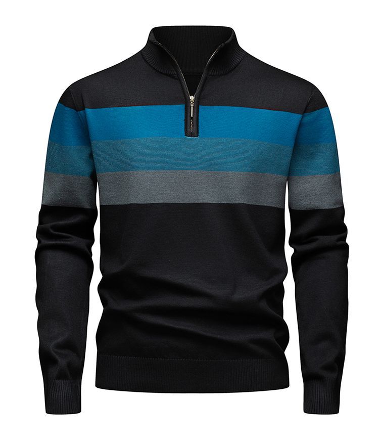 Slim-Fit Collar Zipper Sweater Pullover Sweater