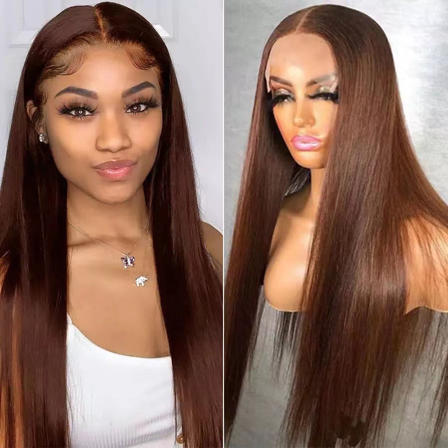 Lace Front Synthetic Wig Long Straight Hair with Air Bangs