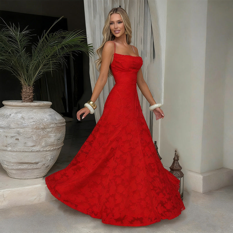 Elegant Back Tie A Line Dress