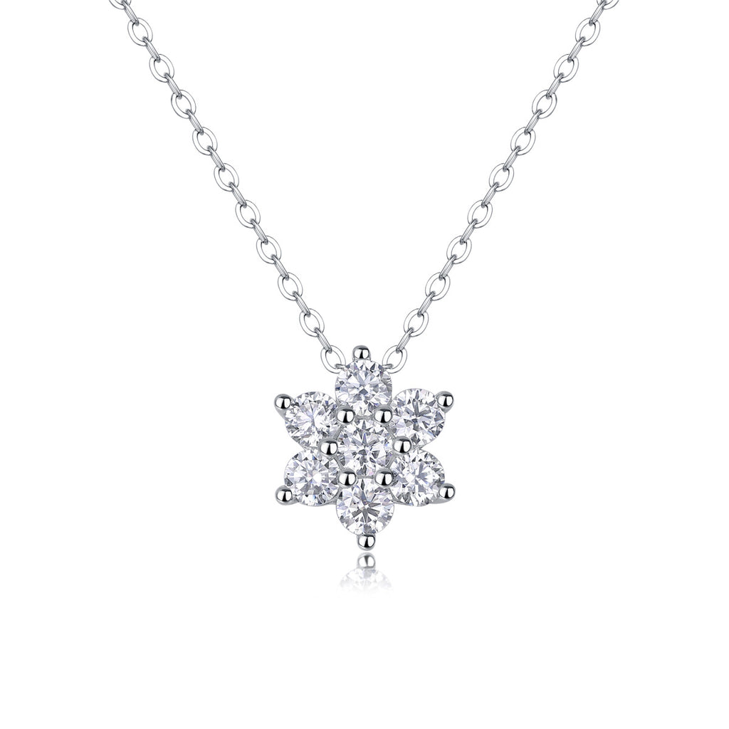 Sterling Silver Moissanite Geometric Pendant Necklace