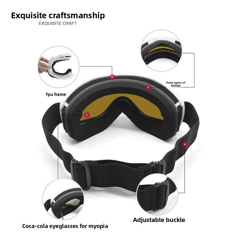 Spherical Ski Goggles with Double-Layer Anti-Fog