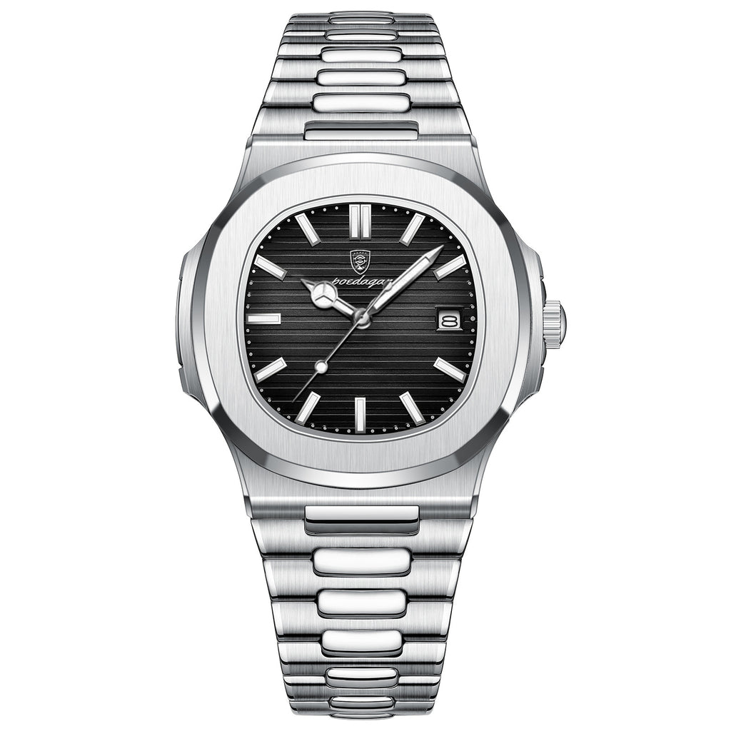 Ultra-Thin Waterproof Men's Quartz Watch with Stainless Steel Strap