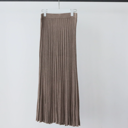 Ribbed Lined High Waist Wool Blend Skirt