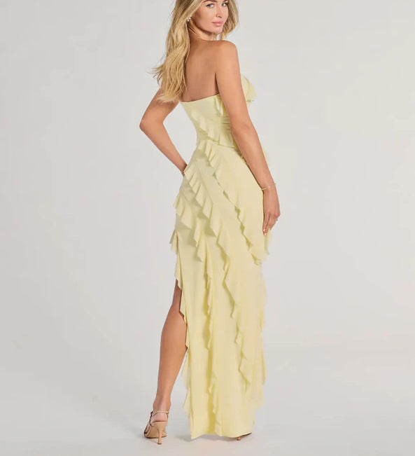 Lady's strapless, sleeveless, form-fitting long dress