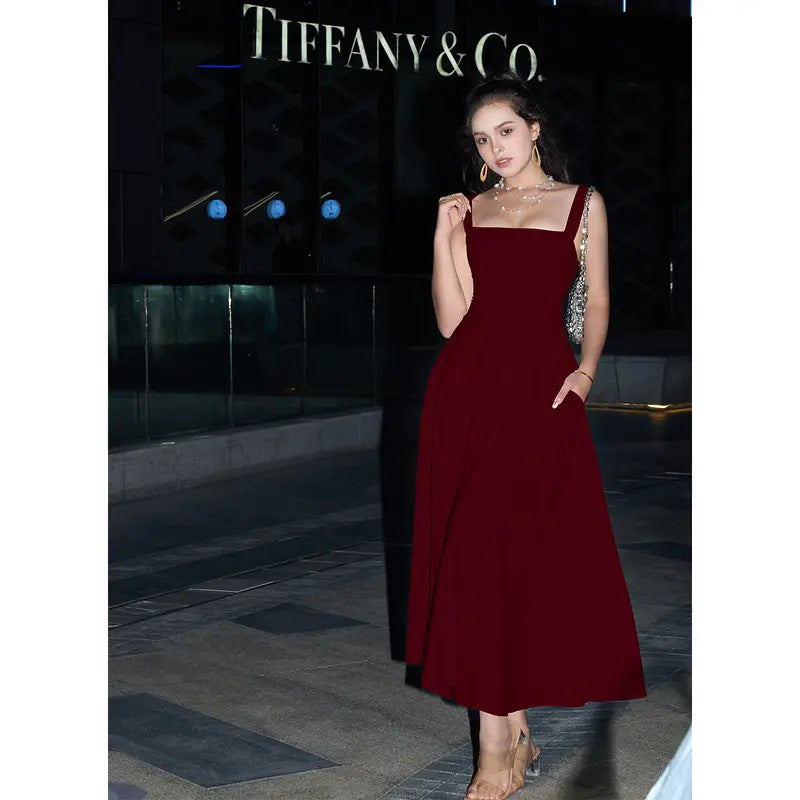 Elegant Sleeveless A-Line Dress with Adjustable Waist