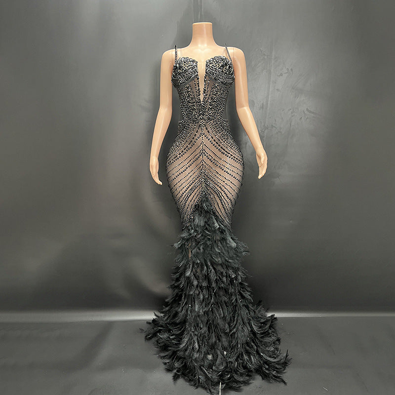 Diamond Embellished Evening Dress