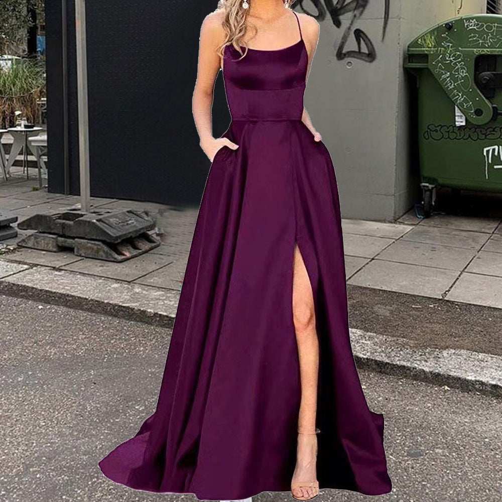 Solid Color Bridesmaid Long Dress