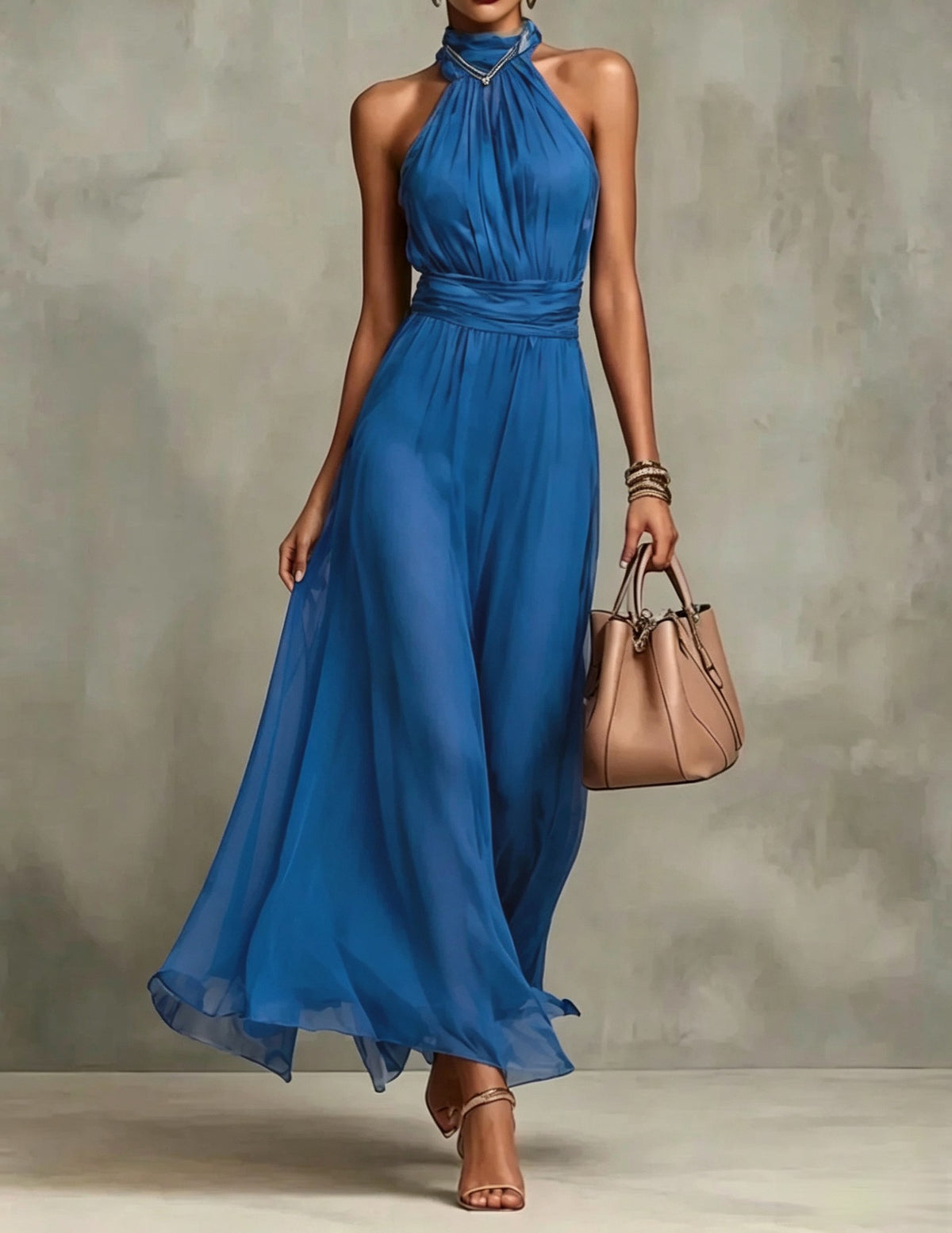 Womens Mesh Pleated Bodycon Long Dress