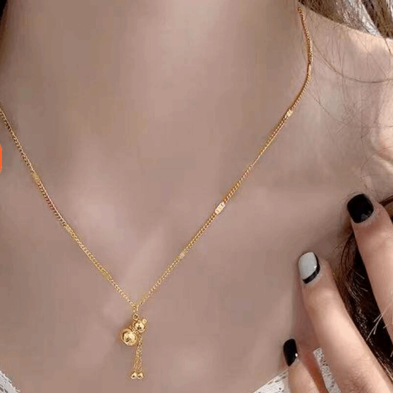 18K Gold Gourd Tassel Pendant Necklace