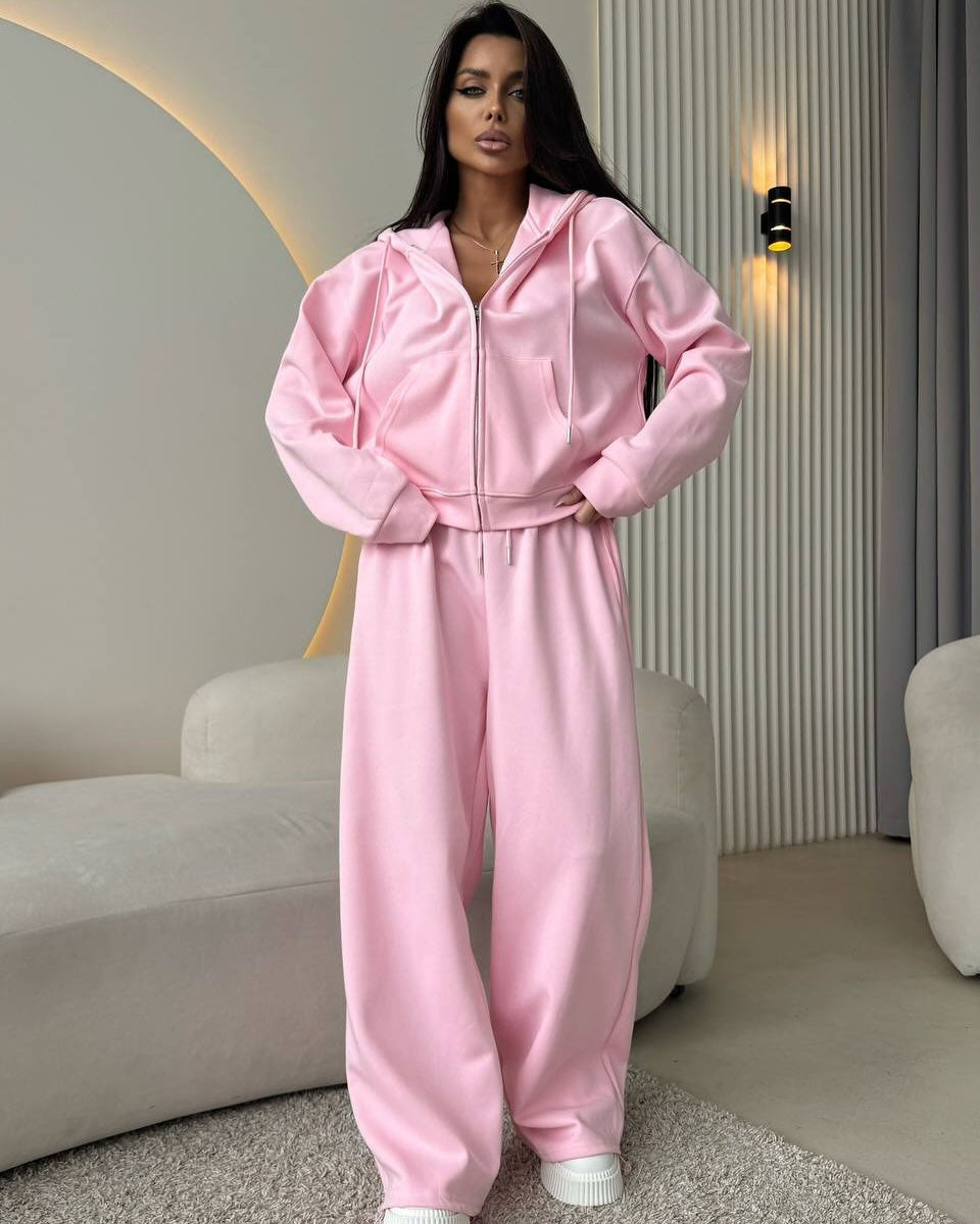 Womens Long Sleeve Hooded Sweatshirt and Trousers Set