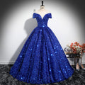 One-shoulder evening dress with sequins