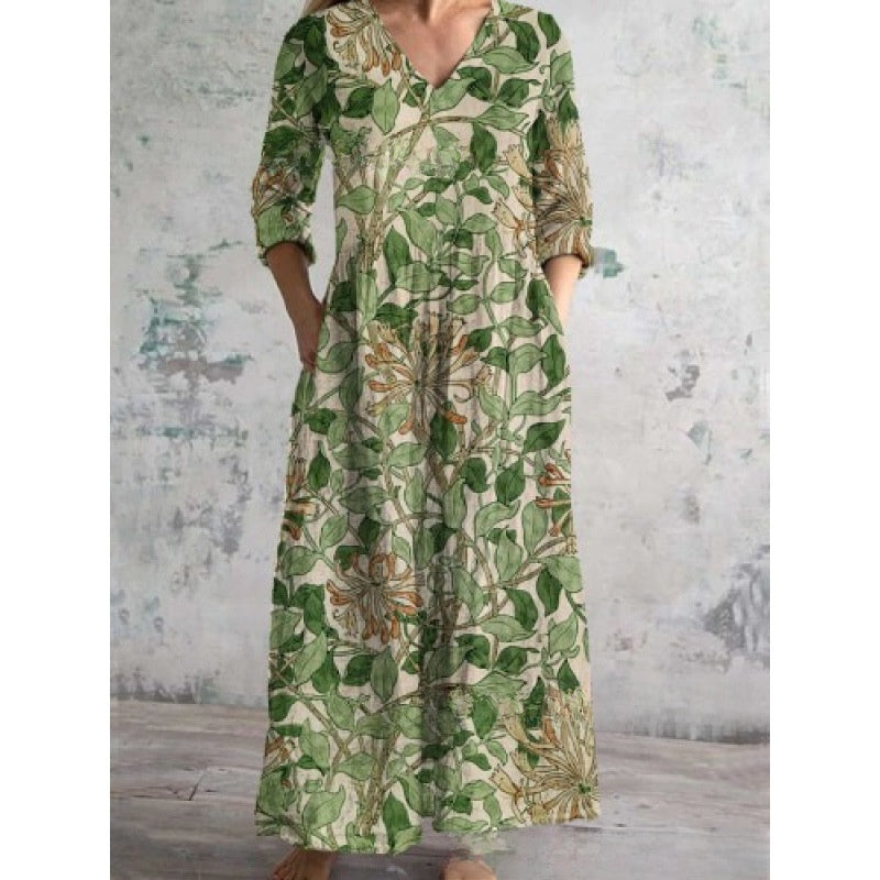 Printed Casual Loose Long Sleeve Dress
