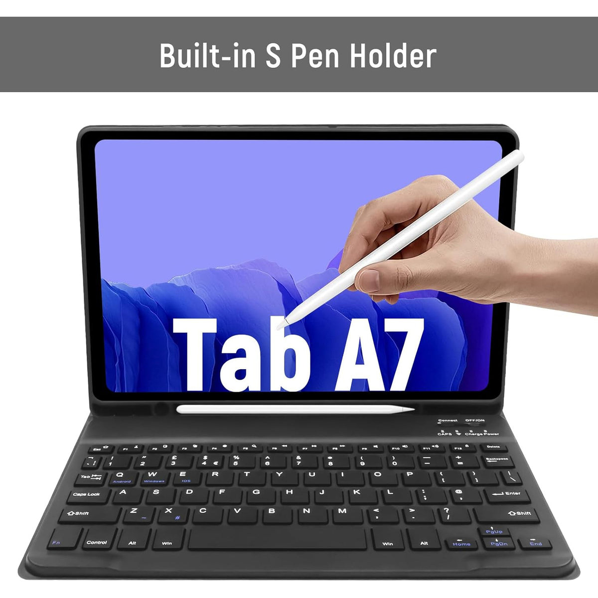 Samsung Galaxy Tab A7 A8 10.4 10.5 Inch Bluetooth Keyboard Case with Pen Slot Protective Cover