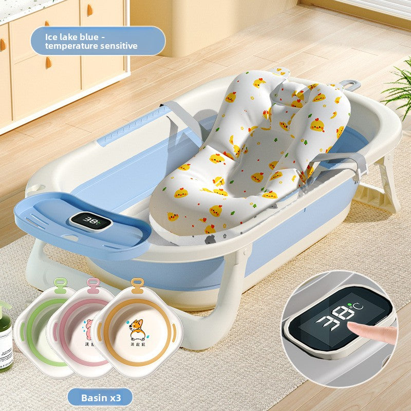 Temperature Sensing Baby Bathtub with Foldable Design