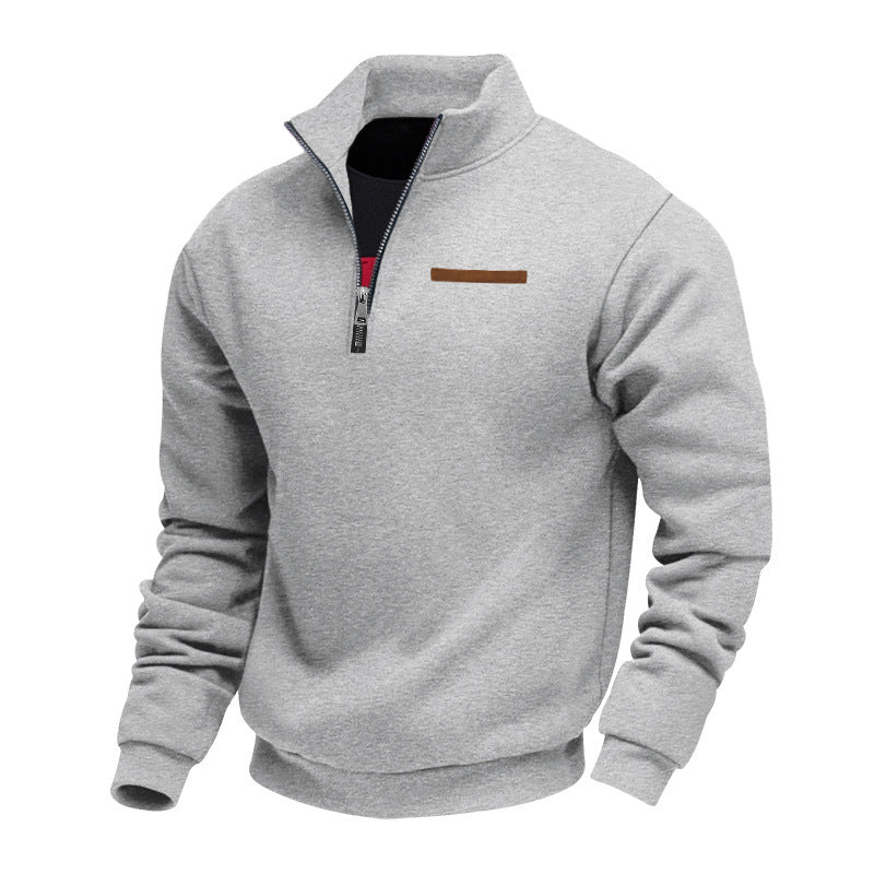 Men's Heavy Fleece Half-Zip Stand Collar Sweatshirt
