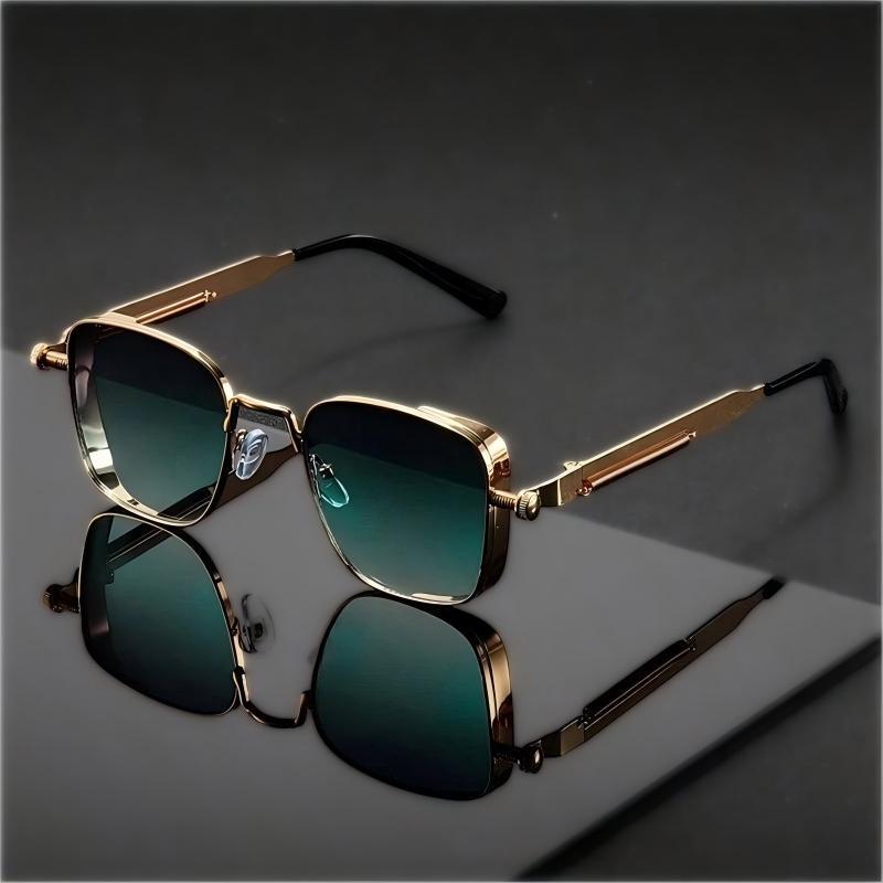 Retro Square Metal Frame Sunglasses UV400 Protection Minimalist Sun Glasses