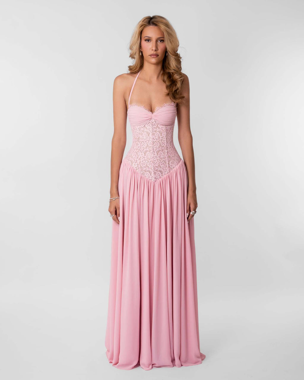 Womens Lace Ruched Bodycon Maxi Dress Deep V Neck Sleeveless Formal Evening Gown