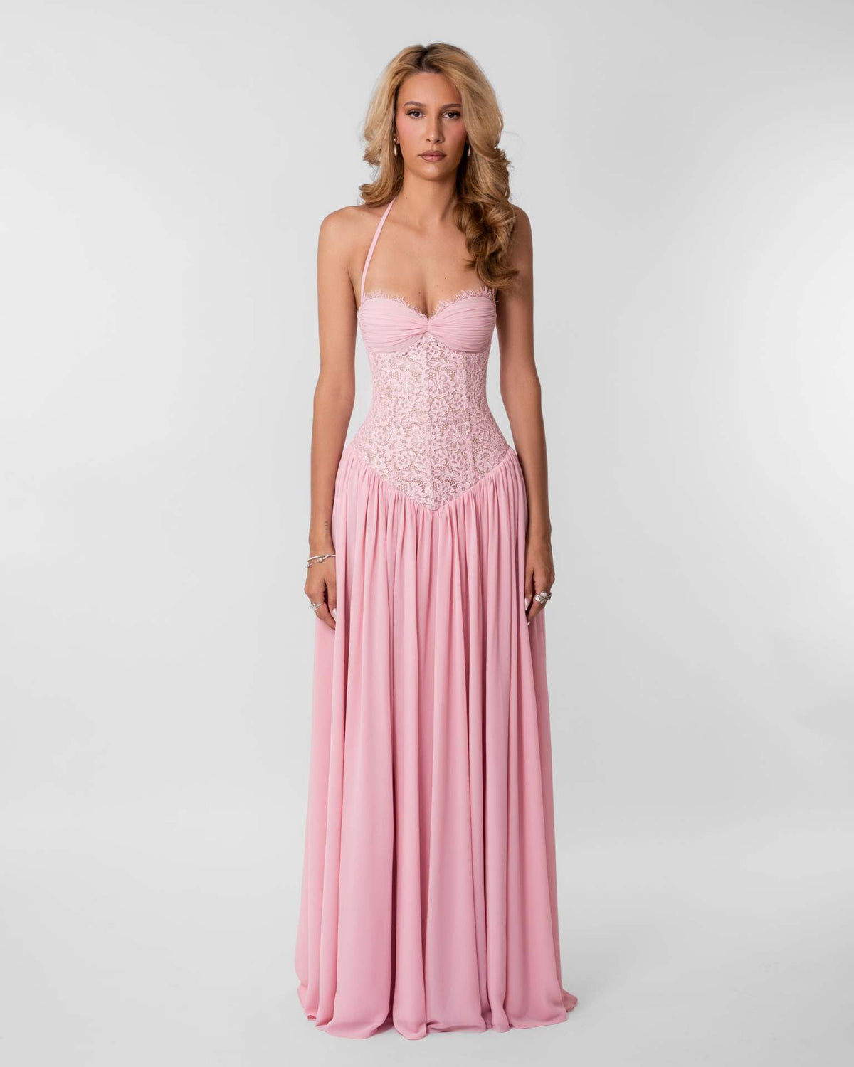 Womens Lace Ruched Bodycon Maxi Dress Deep V Neck Sleeveless Formal Evening Gown