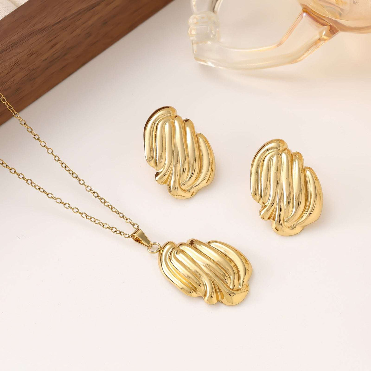 Stainless Steel Earrings and Necklace