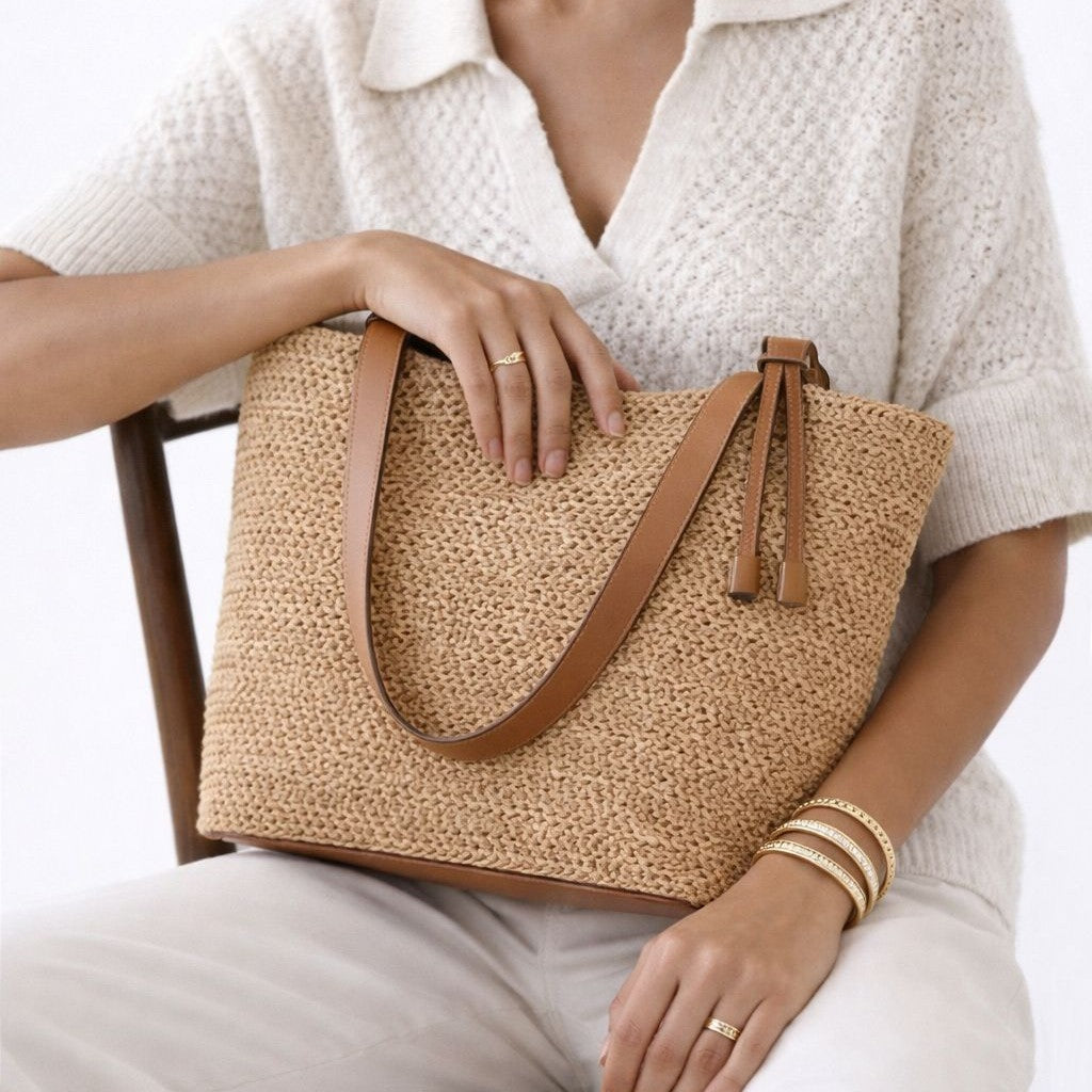 Straw Woven Shoulder Bag for Women