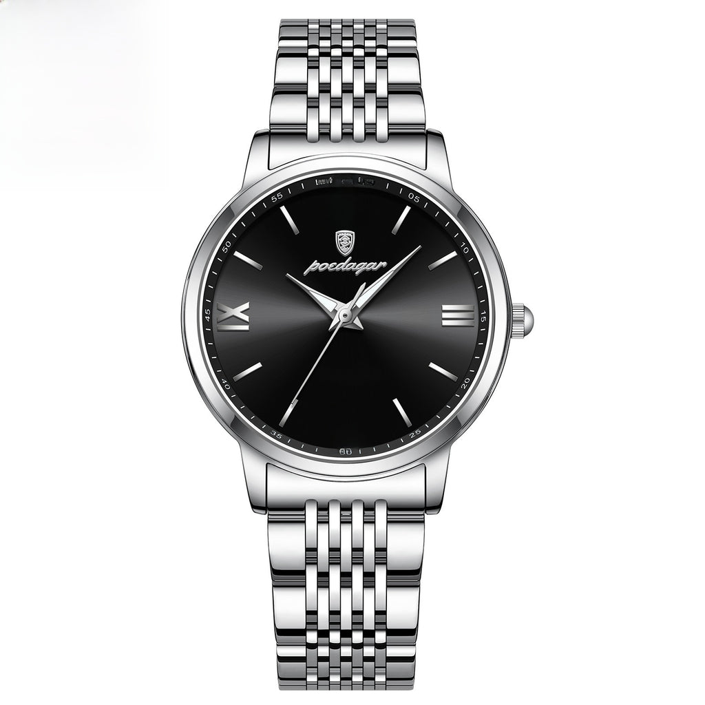 Ultra-Thin Waterproof Luminous Stainless Steel Women's Quartz Wristwatch