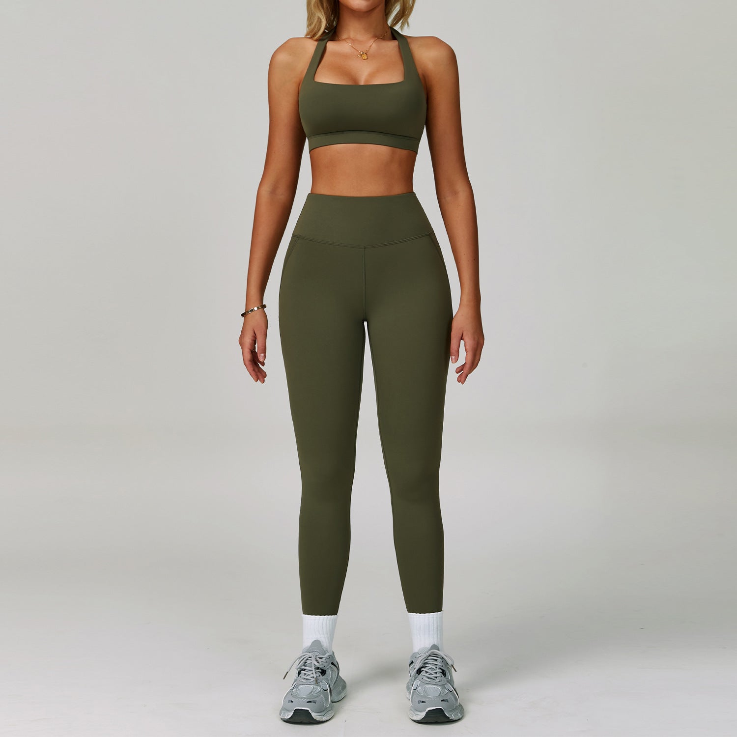 Womens Backless Yoga Fitness Set High-Intensity Sportswear
