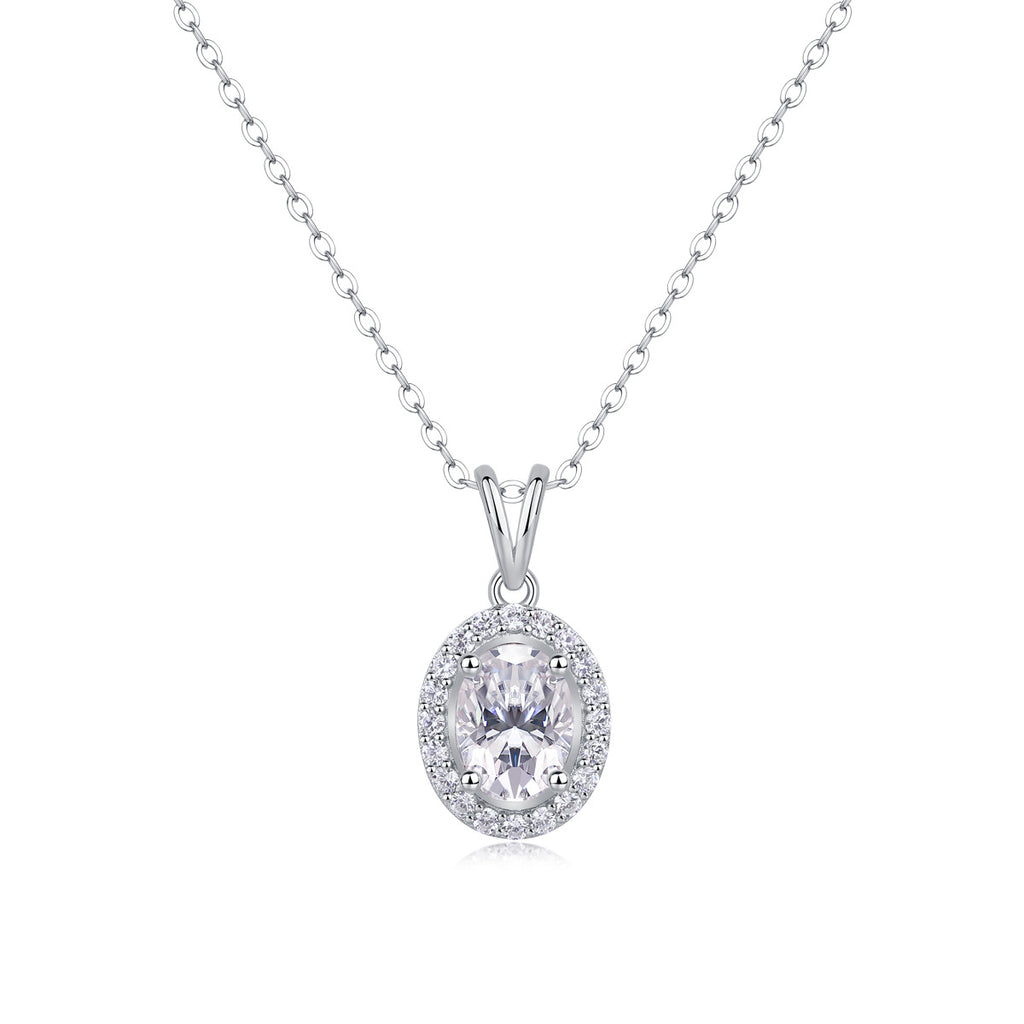 Sterling Silver Moissanite Geometric Pendant Necklace