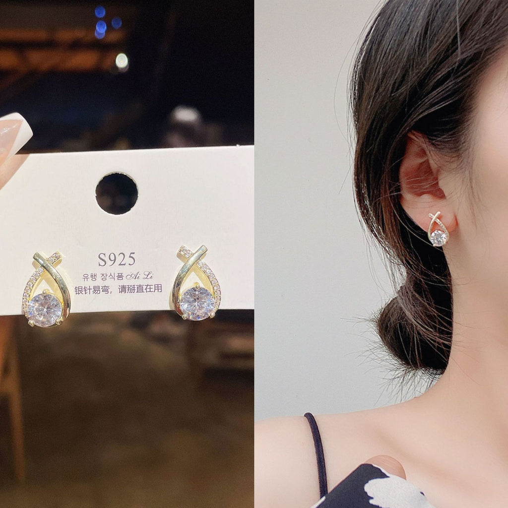 Geometric Diamond Cross Earrings