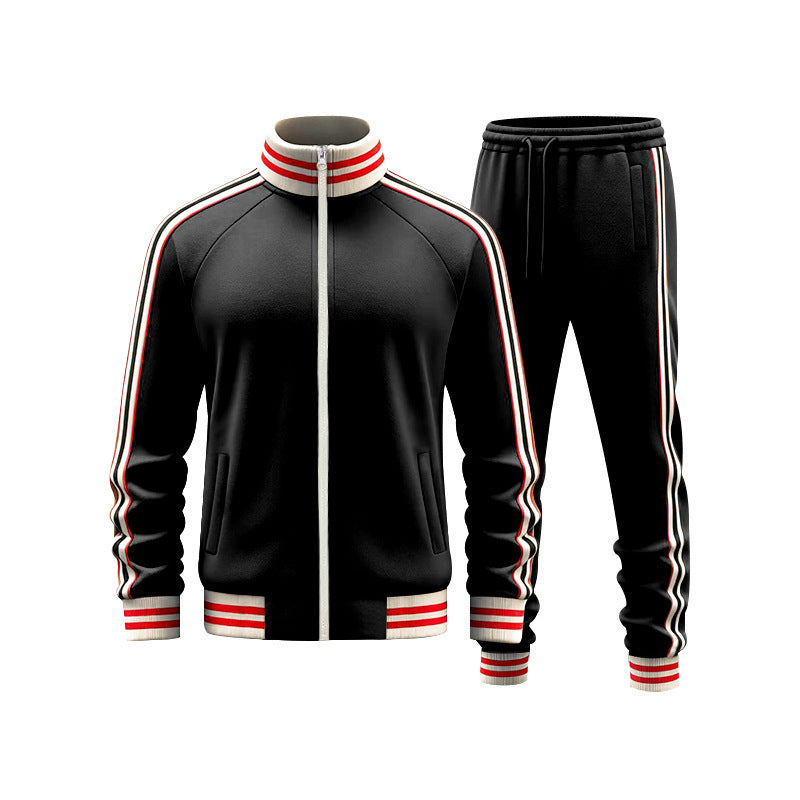 Men's woven striped sports casual two-piece set