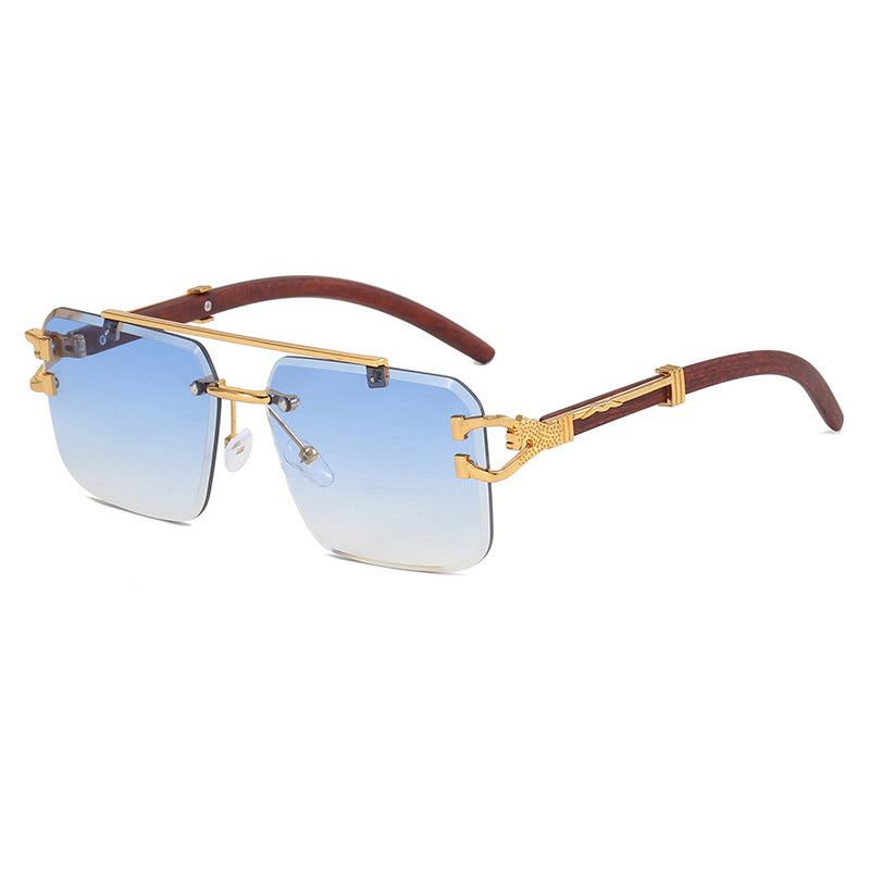 Frameless Square Sunglasses Wood Grain