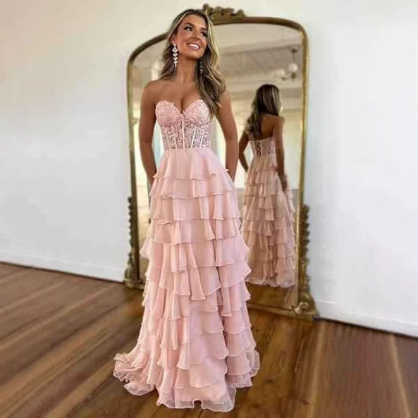 Strapless Slim Fit Evening Dress with Slit