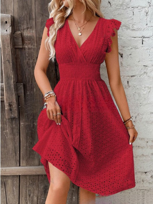 Lotus-leaf sleeve dress
