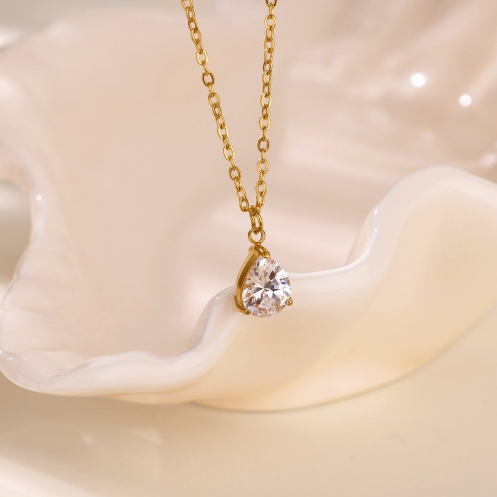 Water Drop Zircon Birthstone Necklace