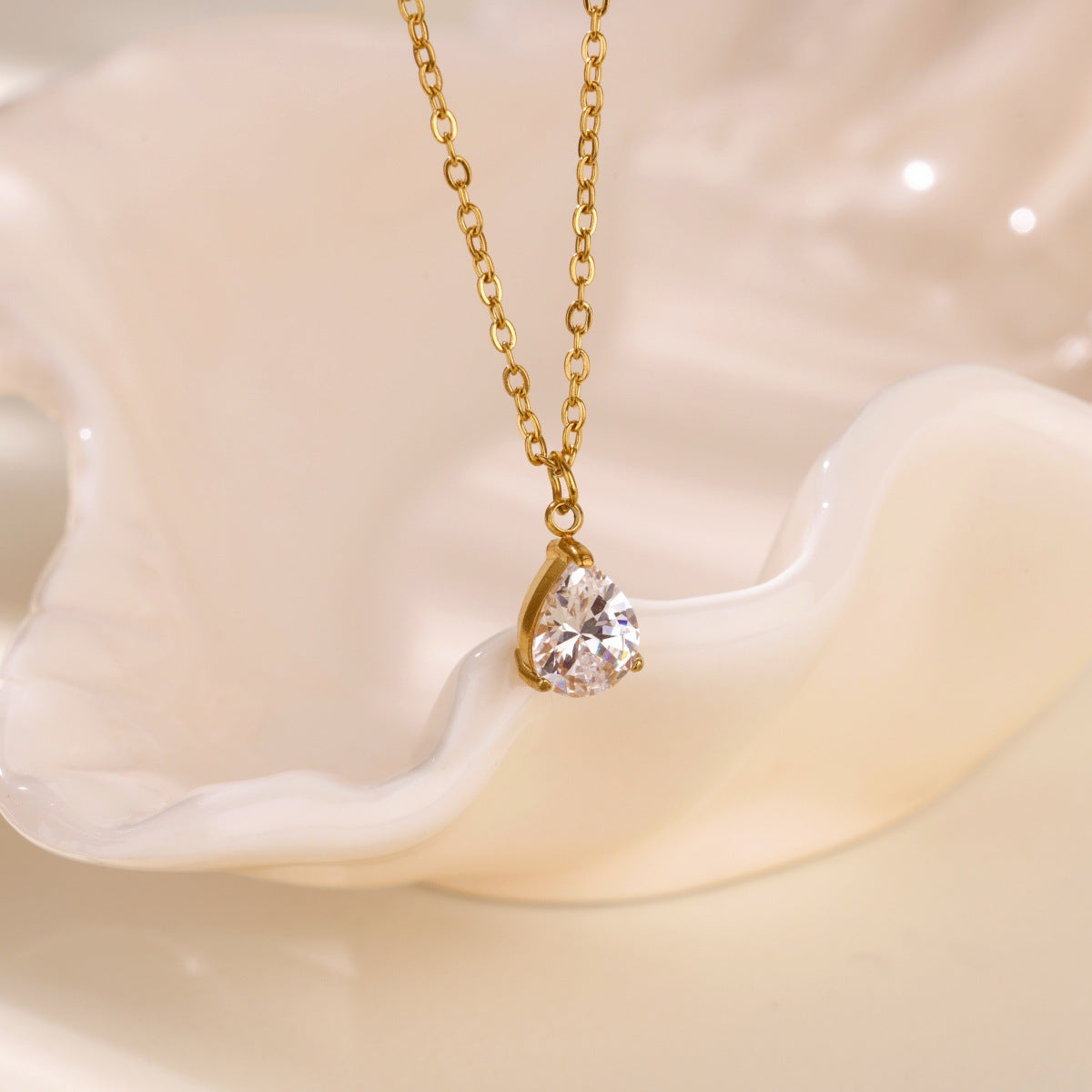 Water Drop Zircon Birthstone Necklace