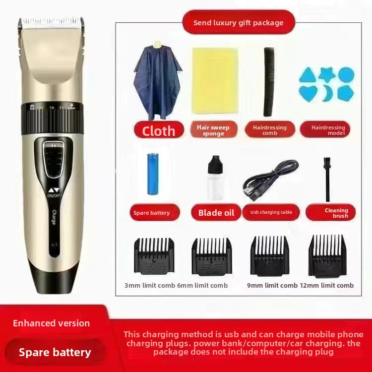 Rechargeable Electric Hair Clipper with Ceramic Blades