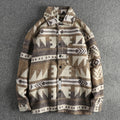 Retro Woolen Tribal Pattern Long Sleeve Shirt Heavyweight Men Autumn Winter Thick Casual Shirt
