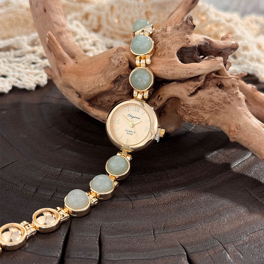Vintage Gemstone Beaded Quartz Women Watch