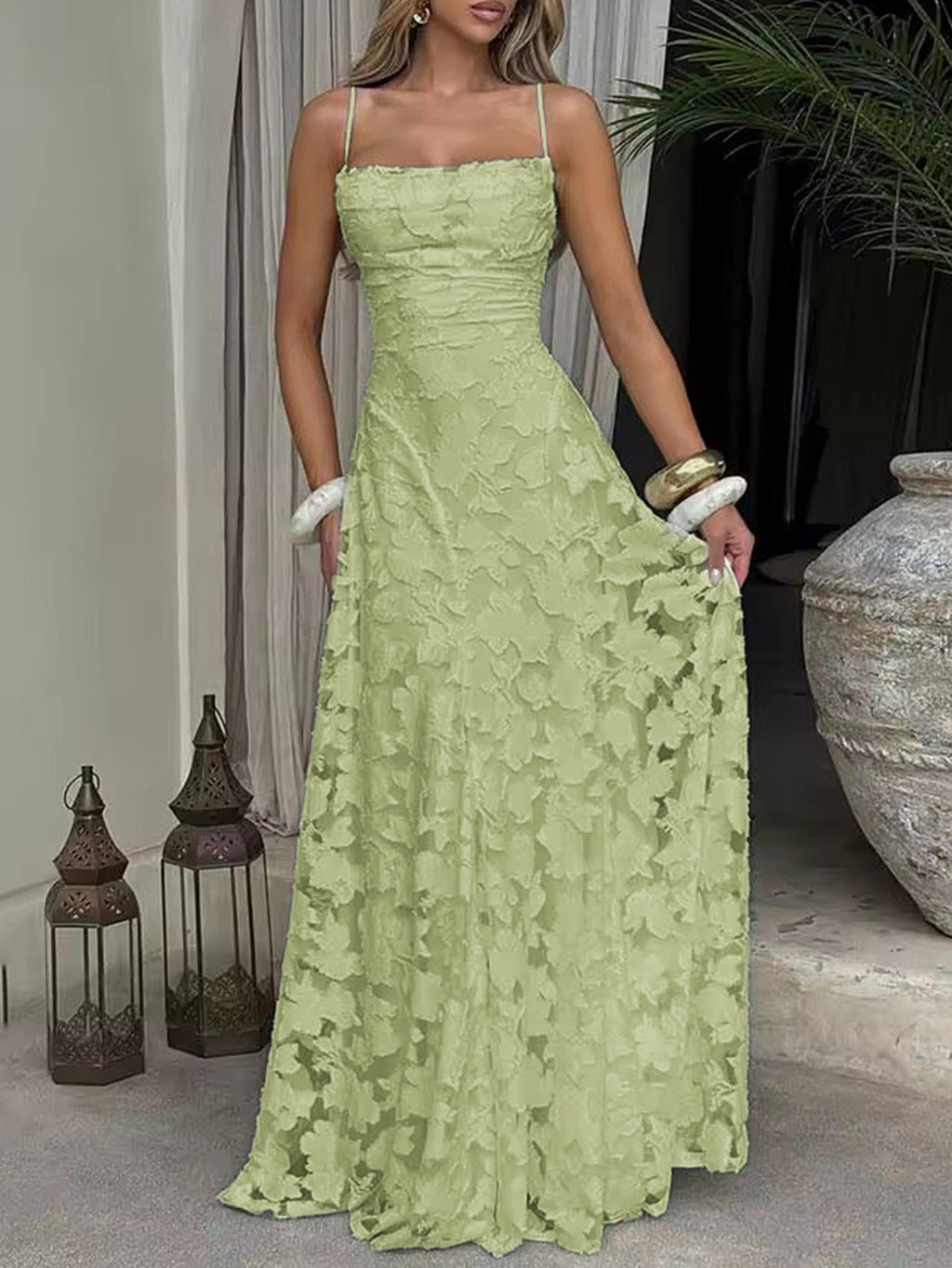 Elegant Suspender High Waist Long Dress