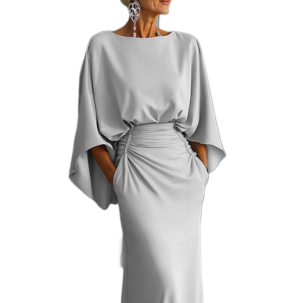 Elegant Backless Pleated Long Dress