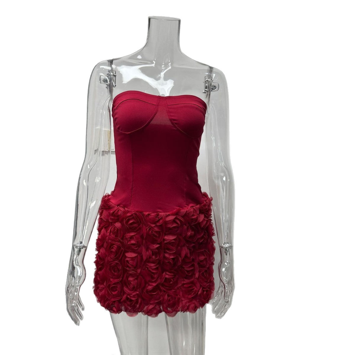 Elegant Strapless Floral Dress