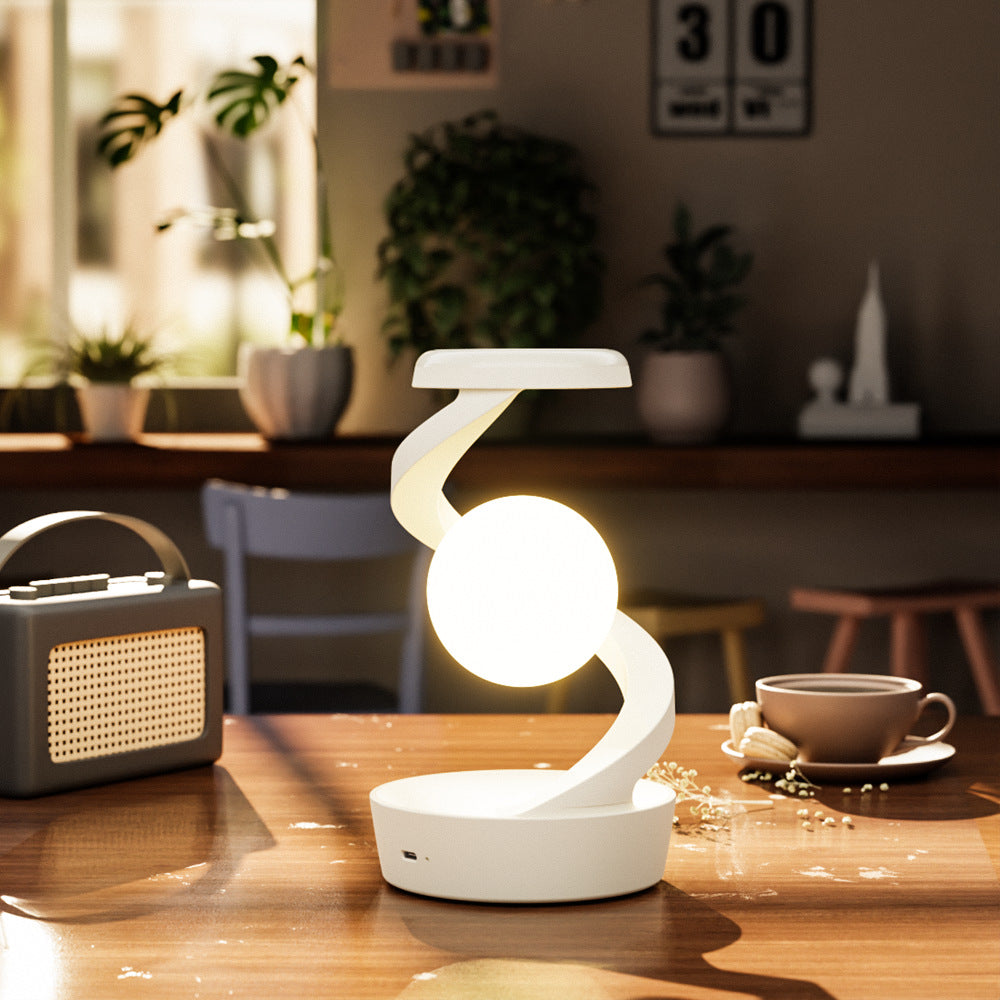 Smart Rotating Floating USB Desk Lamp with RGB Light and Wireless Charger