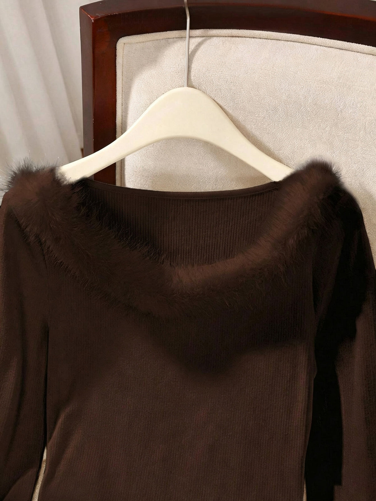 Off-Shoulder Long Sleeve Shirt for Women