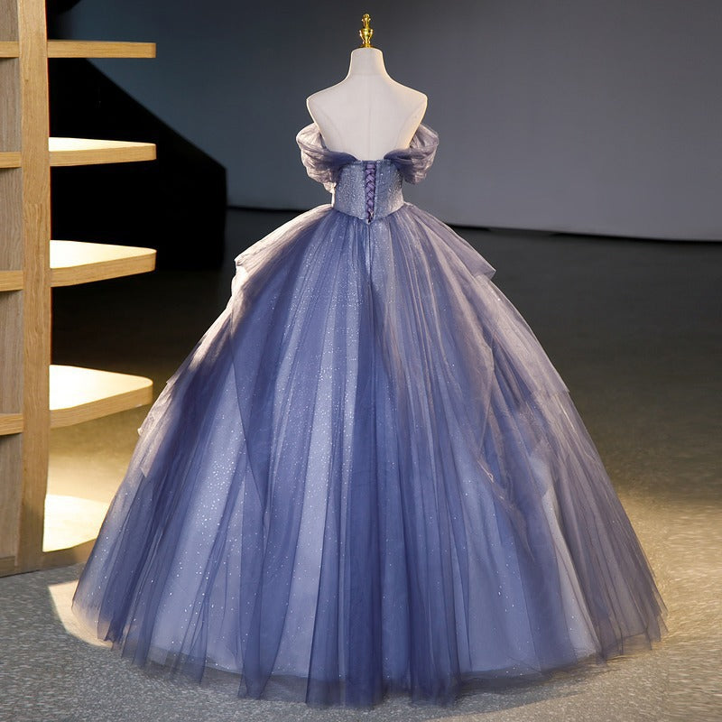 French evening dress one-shoulder